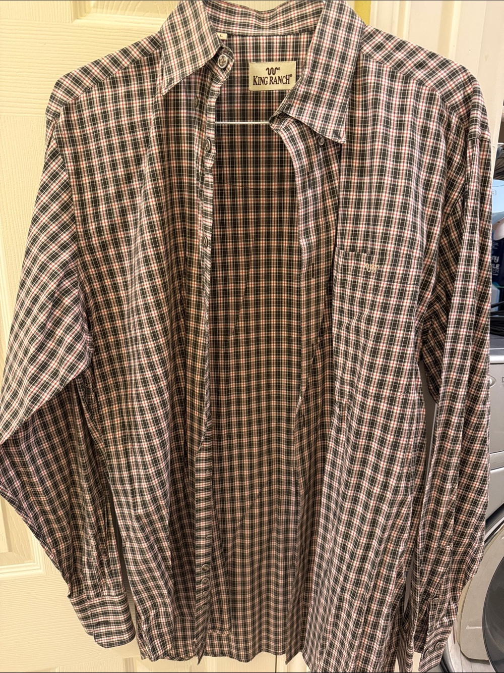 King Ranch Men's Green Plaid Button-Down Shirt